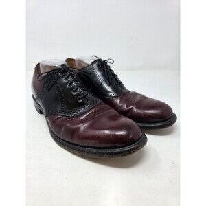 Hanover Shell Cordovan Mens Saddle Shoes 12 D/B Burgundy/Black Leather USA